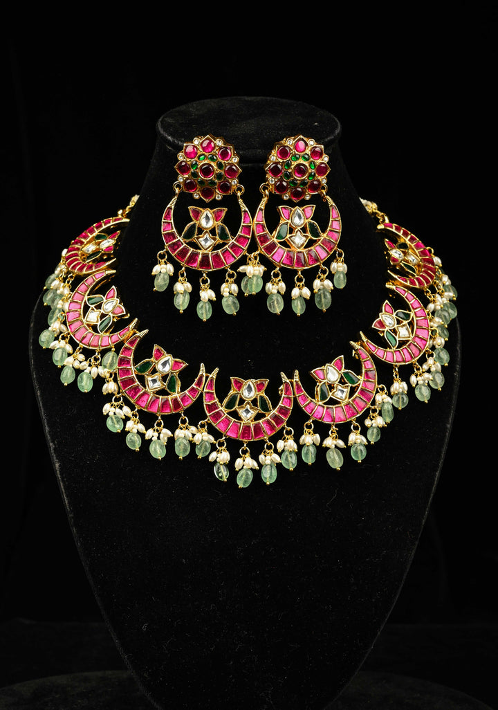 Chand Design Jadau Necklace Set with Dangling Beads