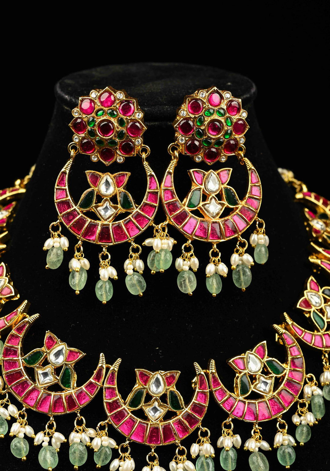 Chand Design Jadau Necklace Set with Dangling Beads
