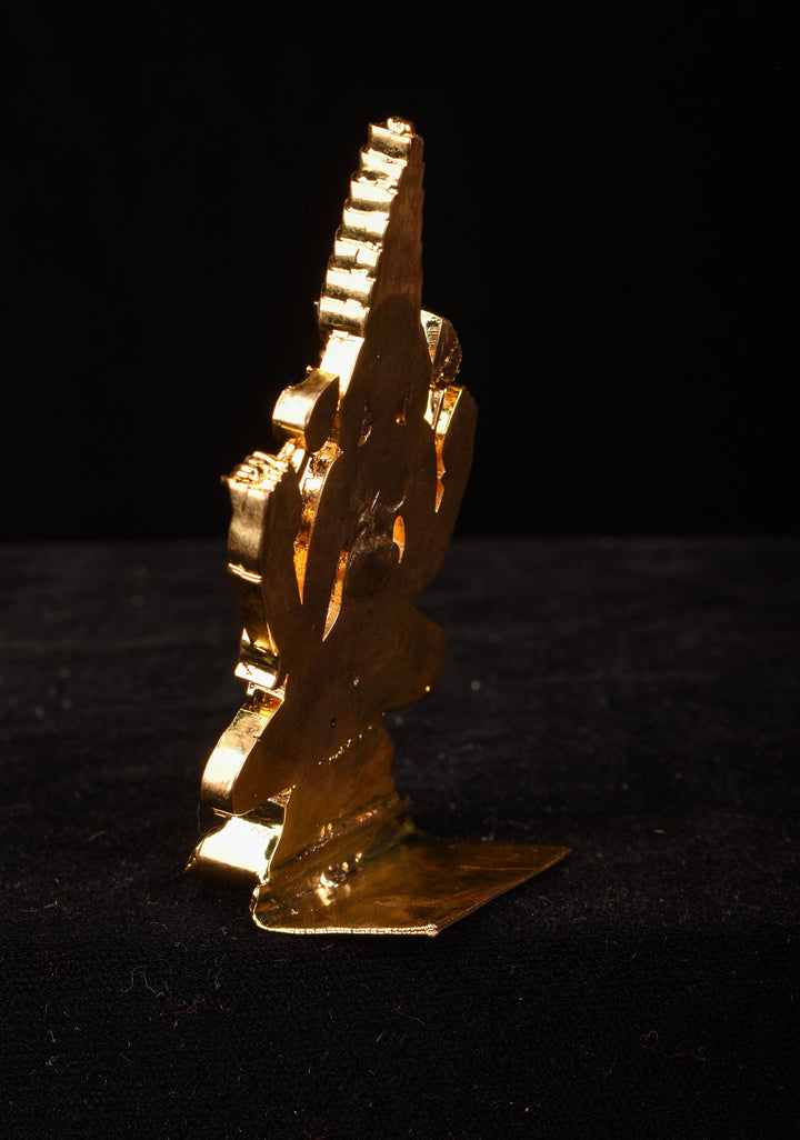 Antique Gold Lakshmi Idol with Ruby and sapphire Like stone accents