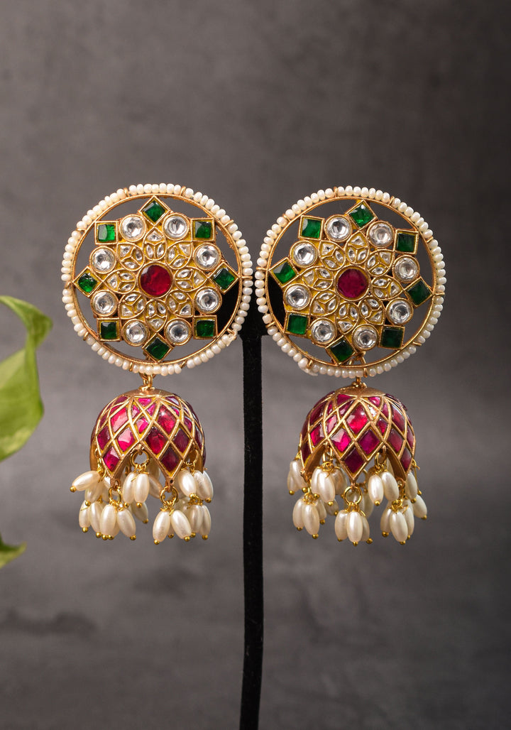 2 in 1 Statement detachable Jhumka and large Stud | Shobitam Jewelry