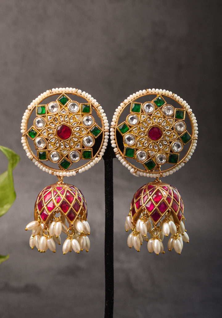 2 in 1 Statement detachable Jhumka and large Stud | Shobitam Jewelry