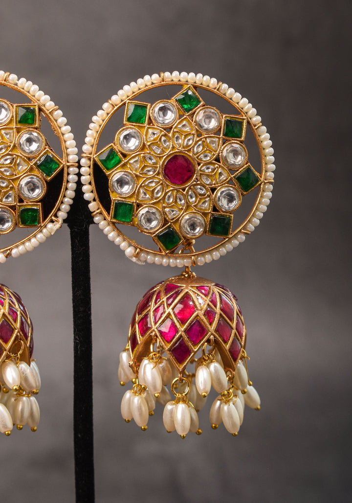 2 in 1 Statement detachable Jhumka and large Stud | Shobitam Jewelry