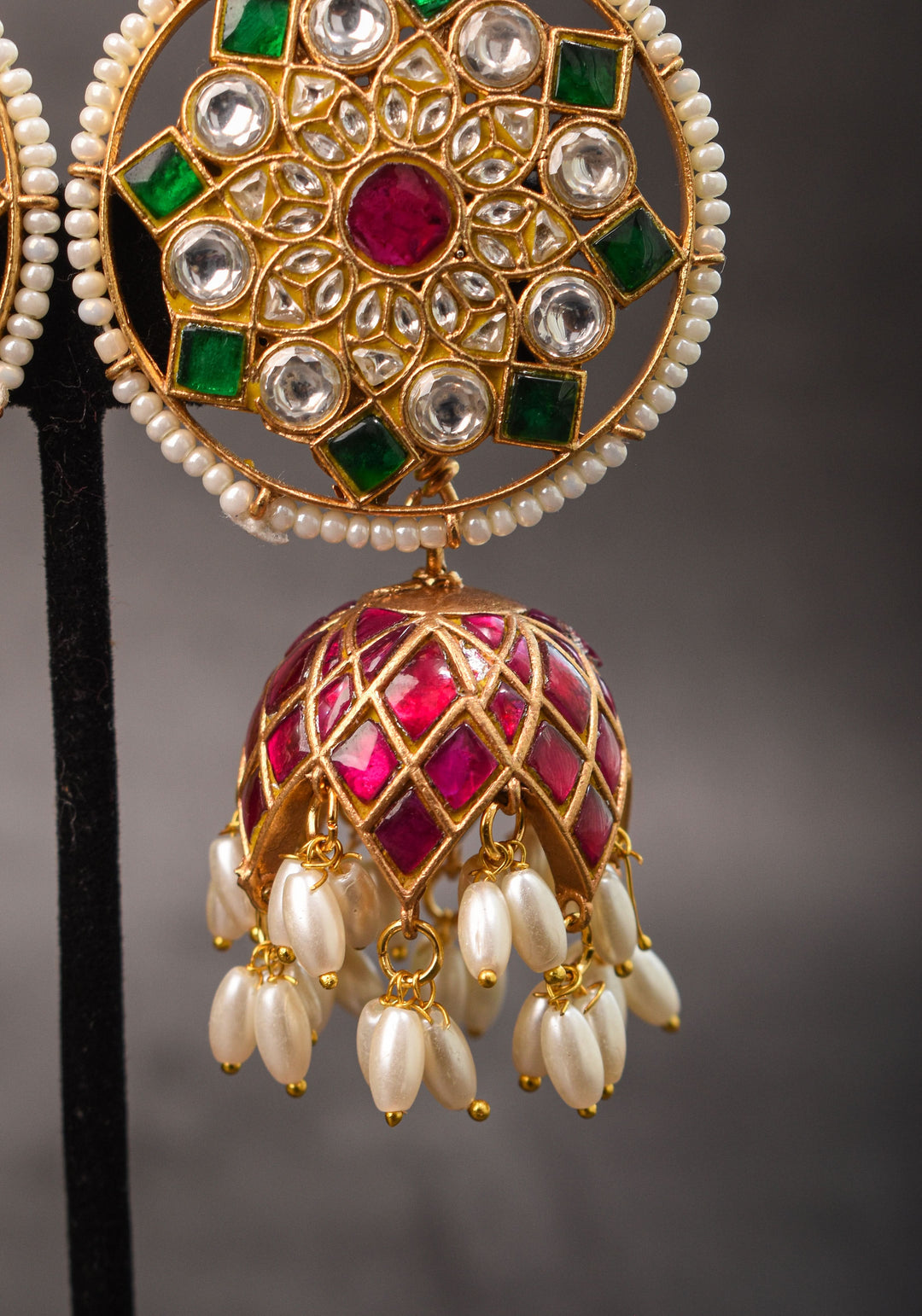 2 in 1 Statement detachable Jhumka and large Stud | Shobitam Jewelry