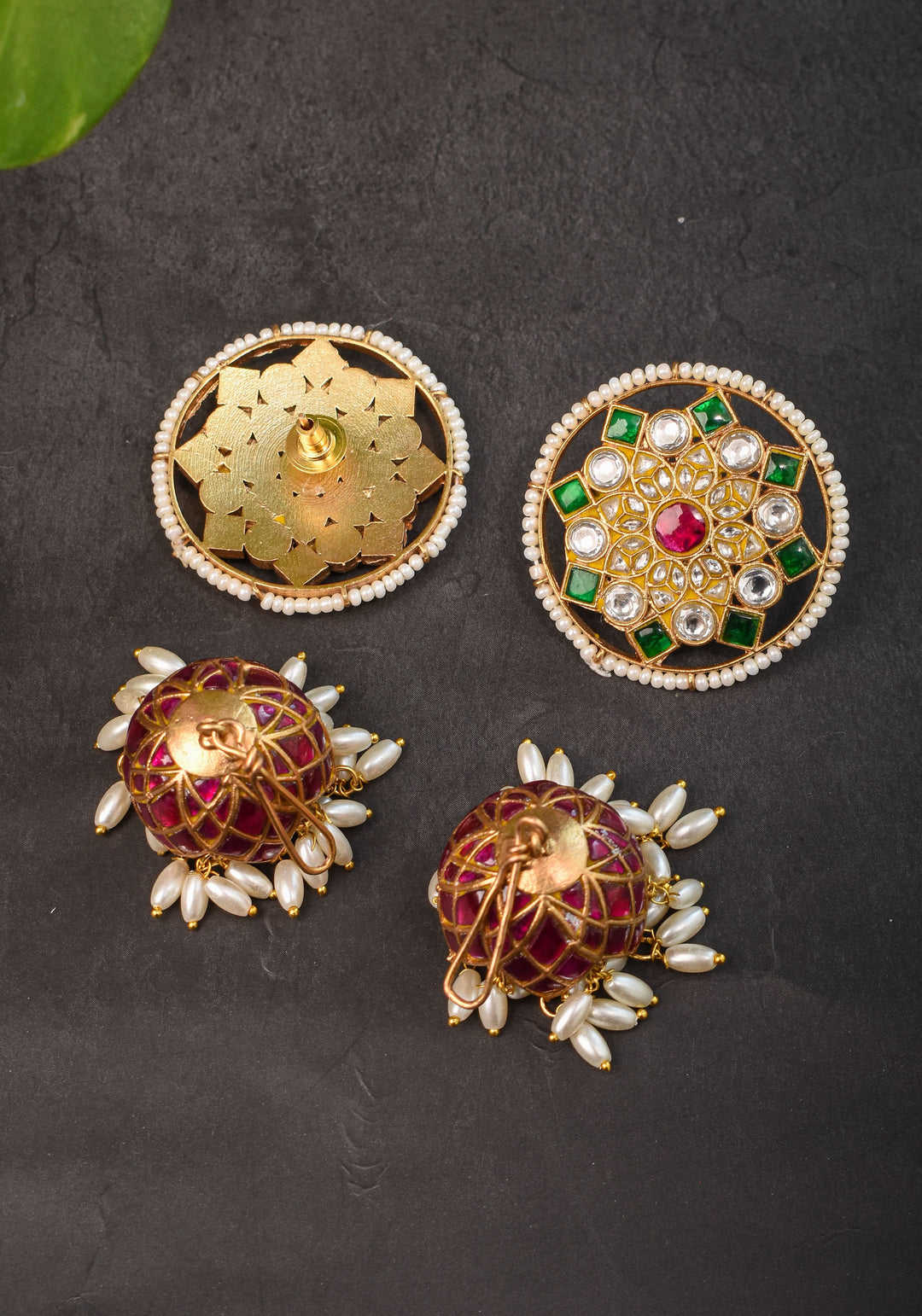 2 in 1 Statement detachable Jhumka and large Stud | Shobitam Jewelry