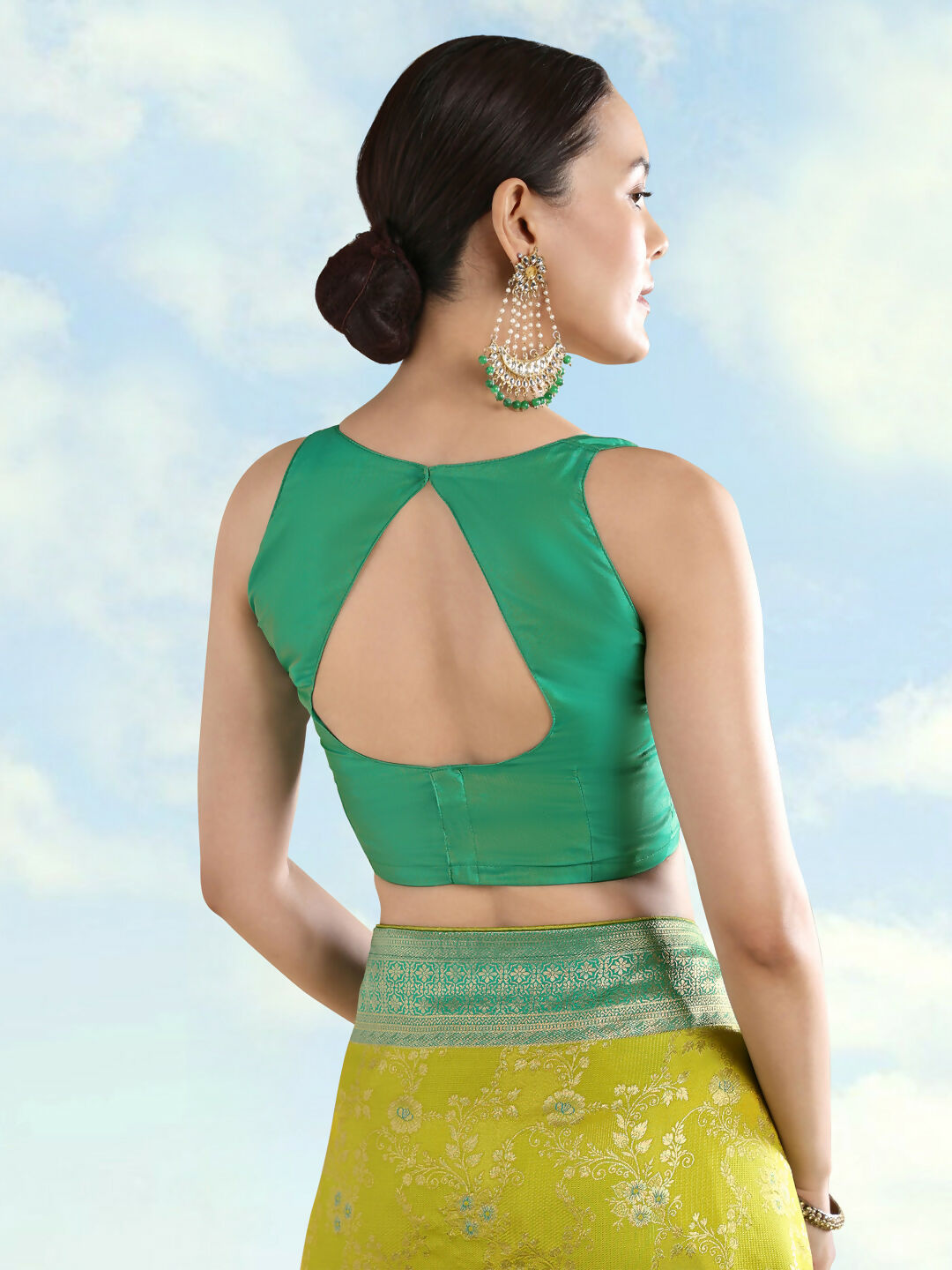 Pear Banarasi Semi Silk Saree With Zari Woven Design | SHOBITAM