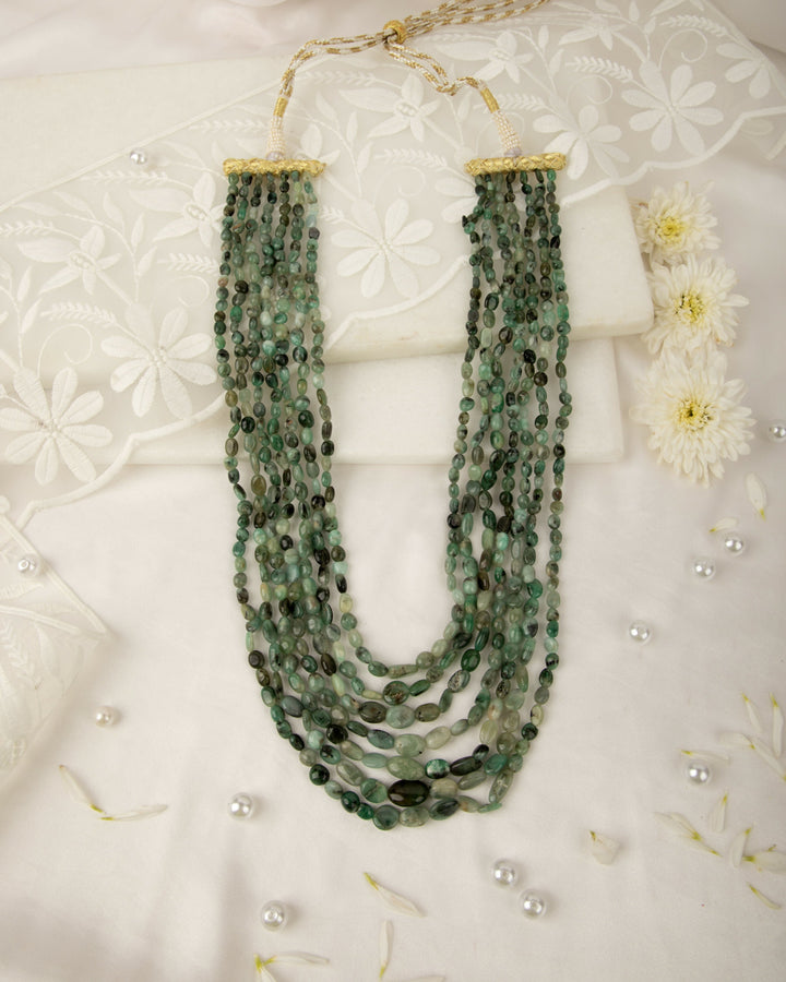 Panna Chandrika- Natural Emerald Satlada Mala | SHOBITAM