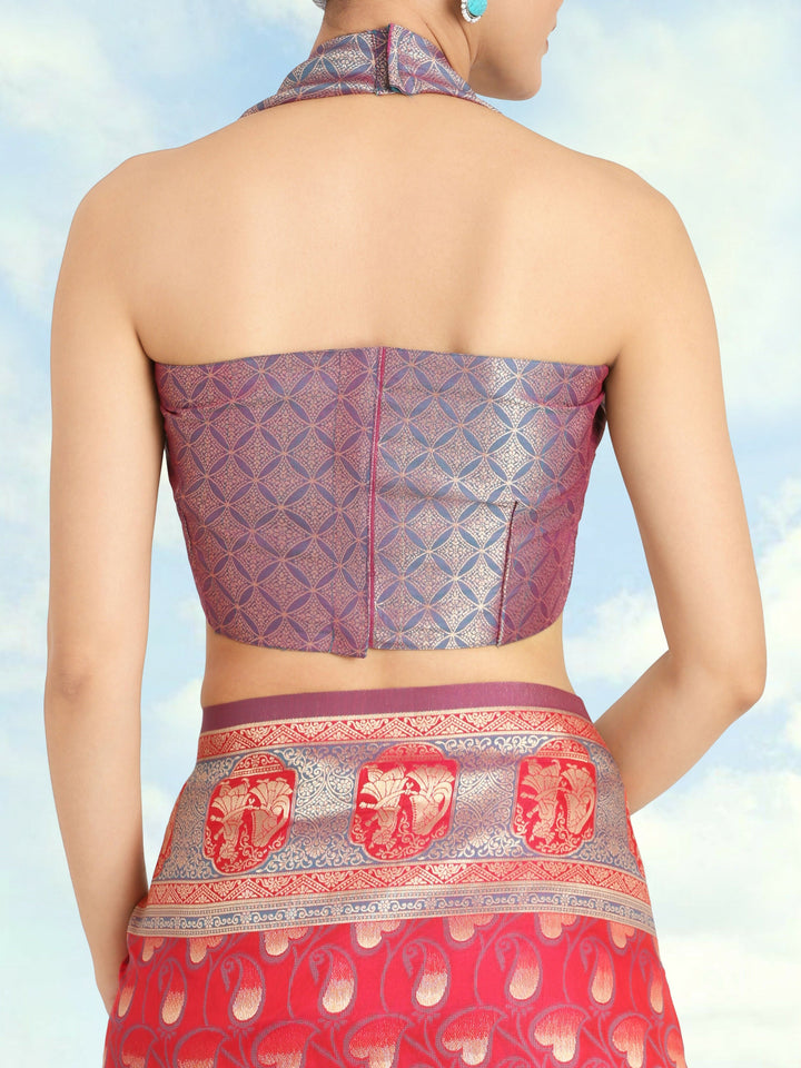 Pink Color Weaving Semi Banarasi Silk Saree| SHOBITAM