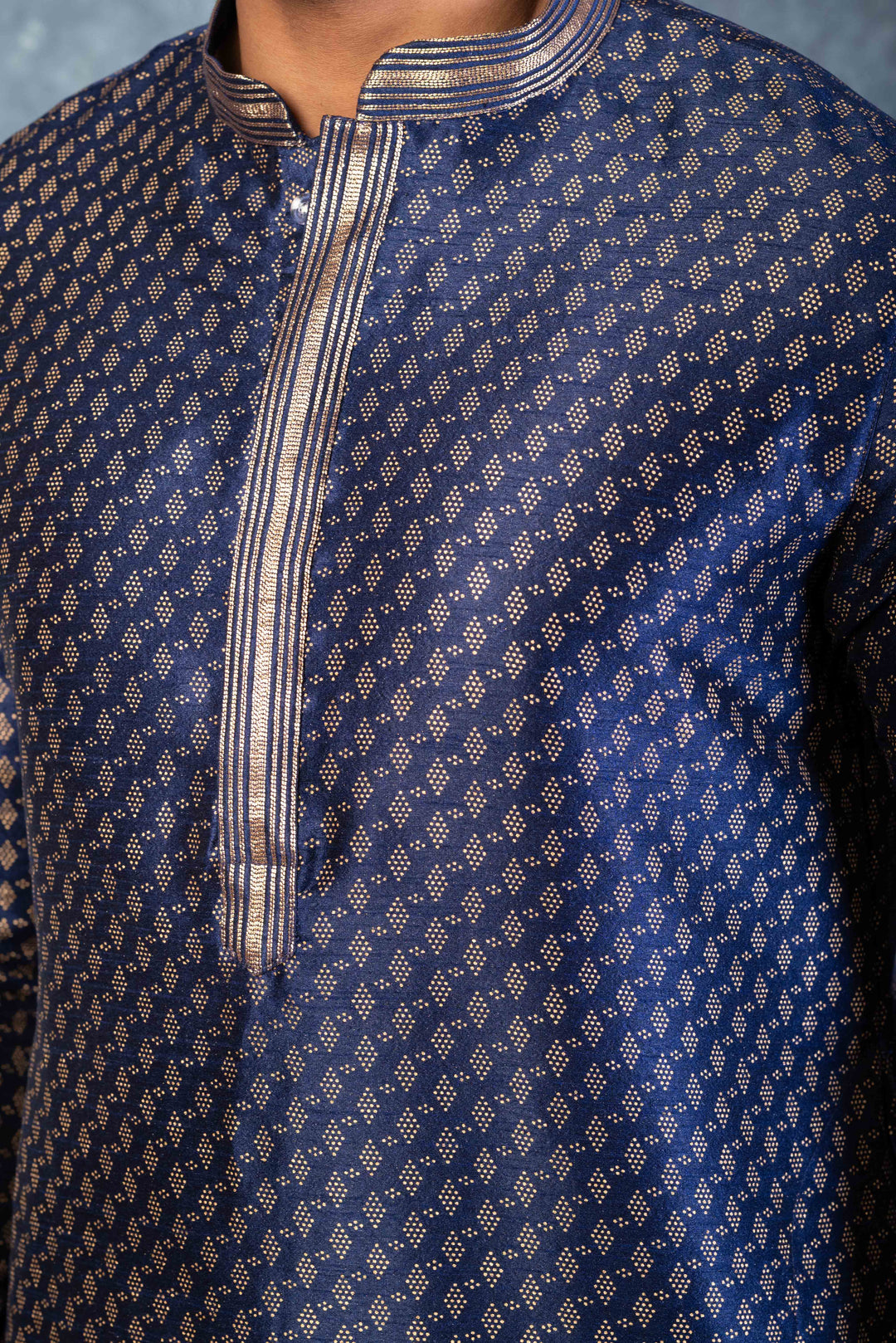 Prakatha Blue Silk Blend Kurta Dhoti Set For Men With Embroidered Work | SHOBITAM