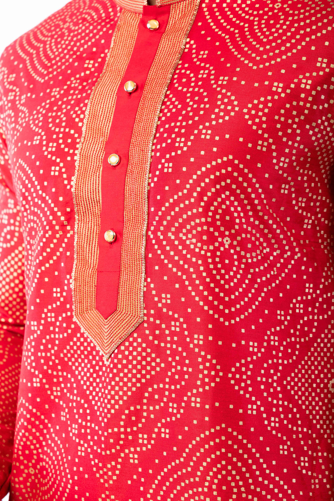 Prakatha Red Silk Blend Kurta Dhoti Set For Men With Embroidered Work | SHOBITAM