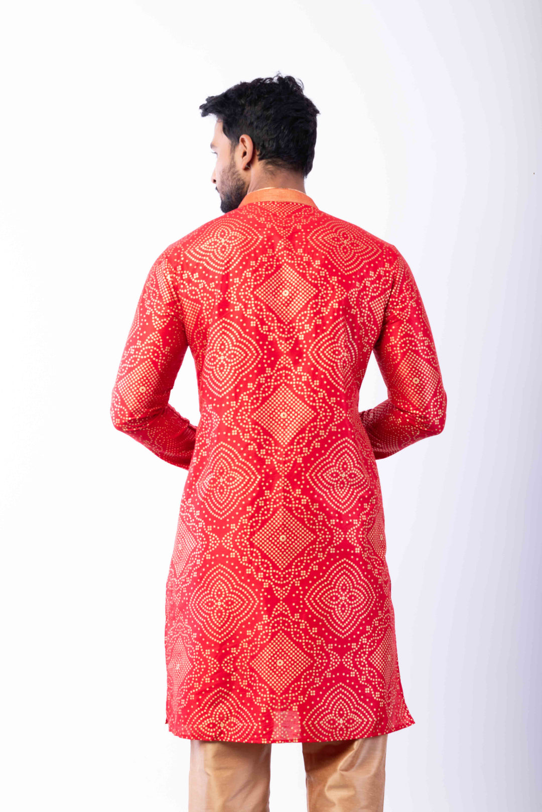 Prakatha Red Silk Blend Kurta Dhoti Set For Men With Embroidered Work | SHOBITAM