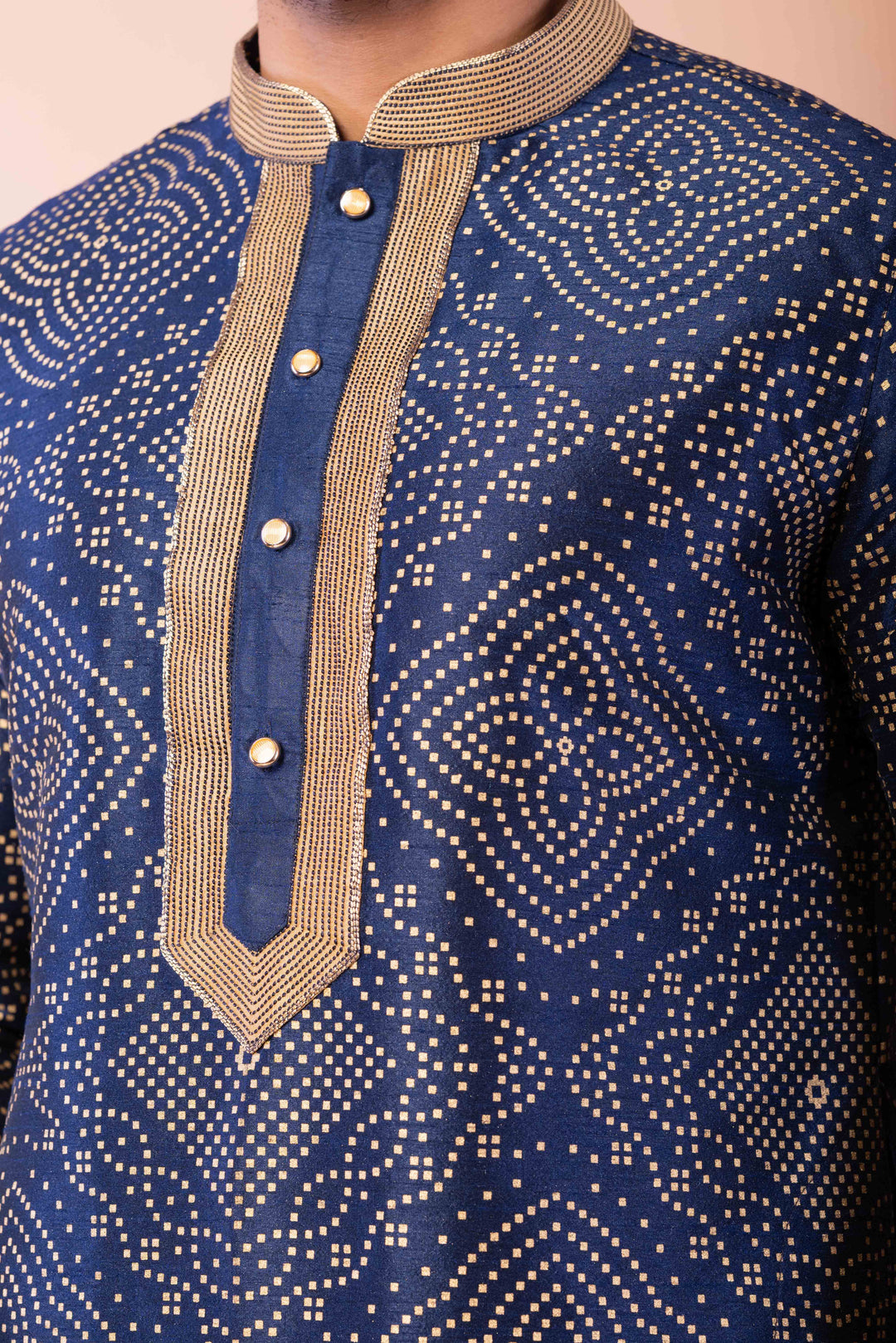Prakatha Blue Silk Blend Kurta Dhoti Set For Men With Embroidered Work | SHOBITAM