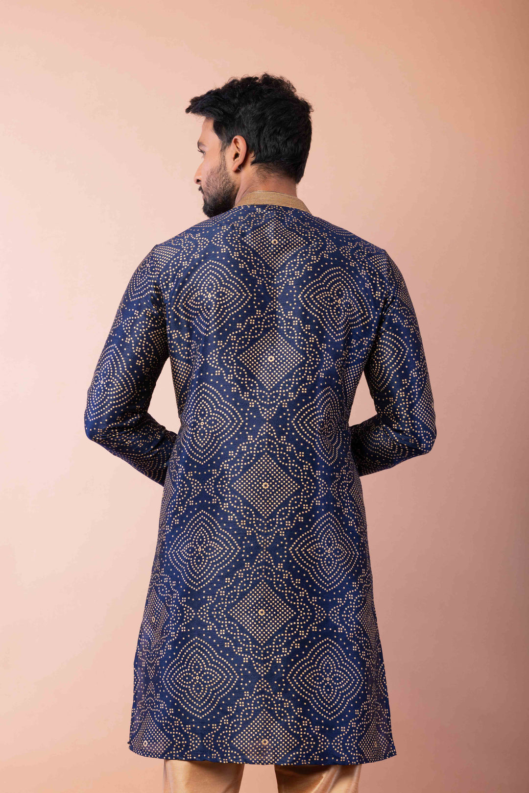 Prakatha Blue Silk Blend Kurta Dhoti Set For Men With Embroidered Work | SHOBITAM