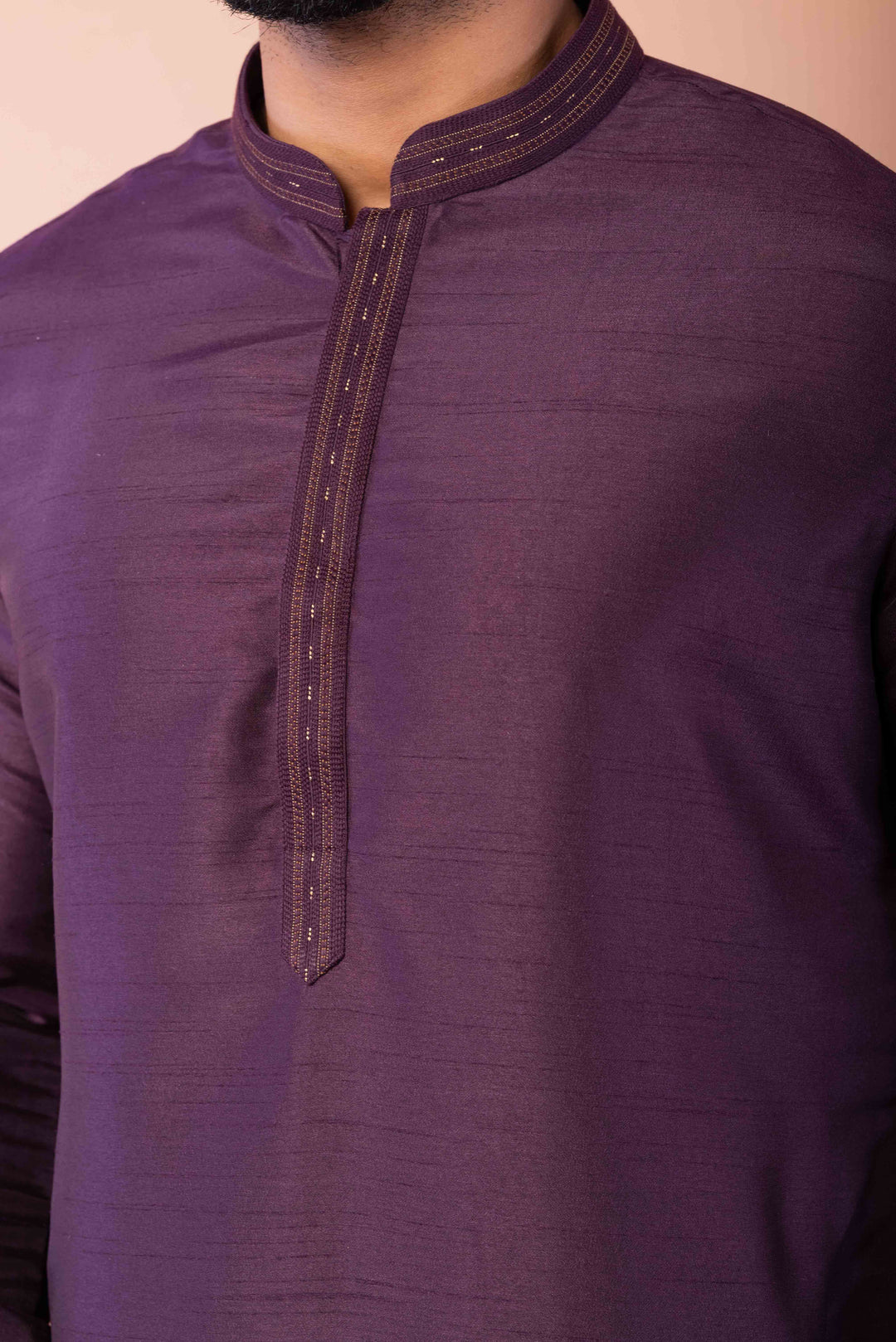 Prakatha Purple Silk Blend Kurta Dhoti Set For Men With Embroidered Work | SHOBITAM