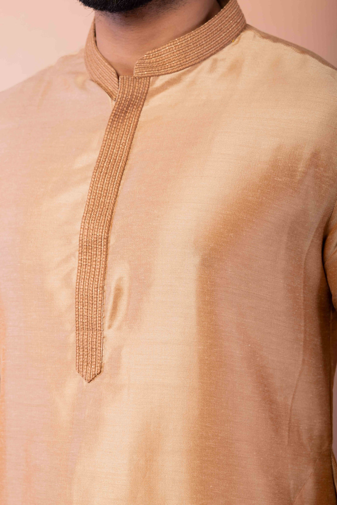Prakatha Creame Silk Blend Kurta Pajama Set For Men With Embroidered Work | SHOBITAM