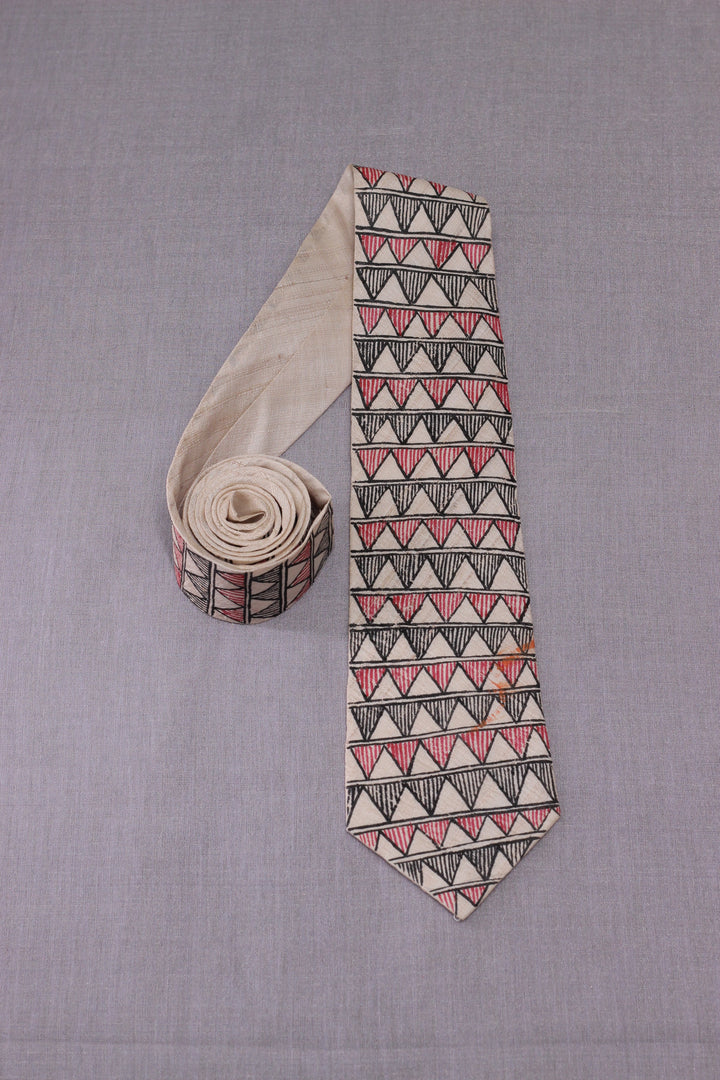 Madhubani Handpainted Tie on Pure Tussar Silk