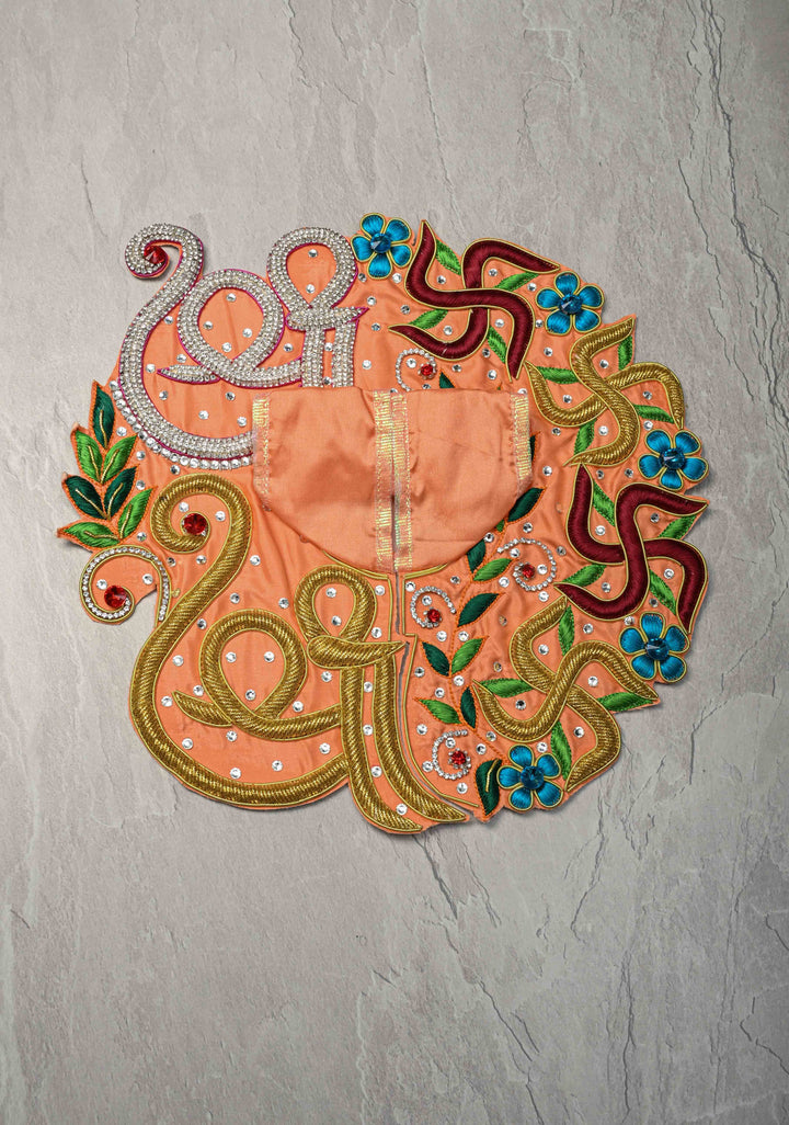 Laddu Gopal Dress, 12" Diameter with Om-Swastik Embroidery and Stone Work
