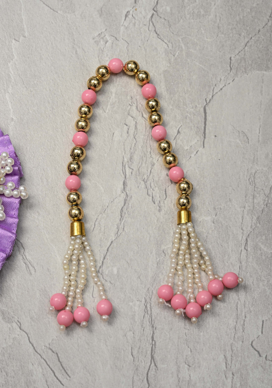 6" Laddu Gopal Dress Set with Pearl and Stone Embellishments, 6" Diameter, 3 piece set