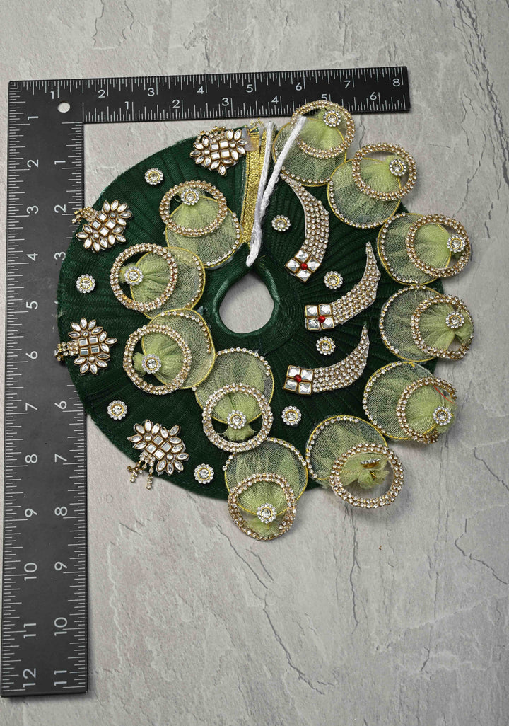 8" Dark Green Laddu Gopal Dress Set with Kundan and Stone Embellishments