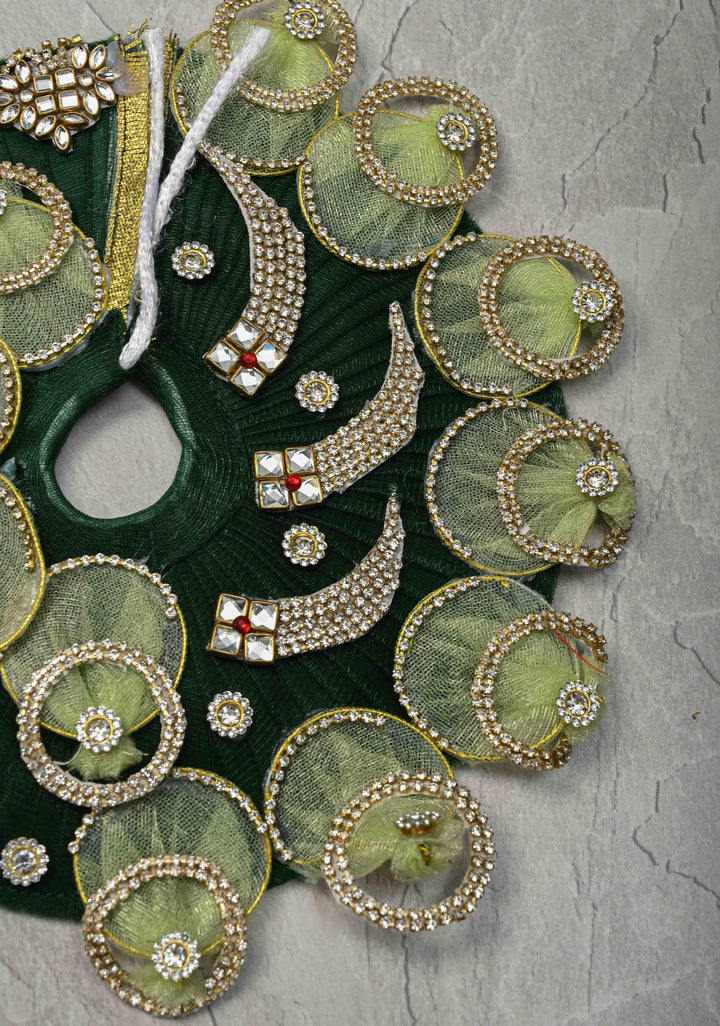 8" Dark Green Laddu Gopal Dress Set with Kundan and Stone Embellishments