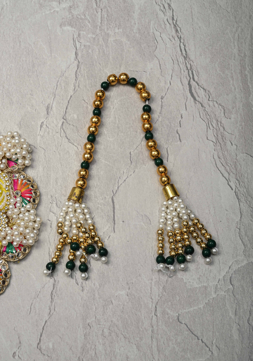 5.5" Pitambar Laddu Gopal Dress Set with Kundan-Stone and Pearl Embellishments