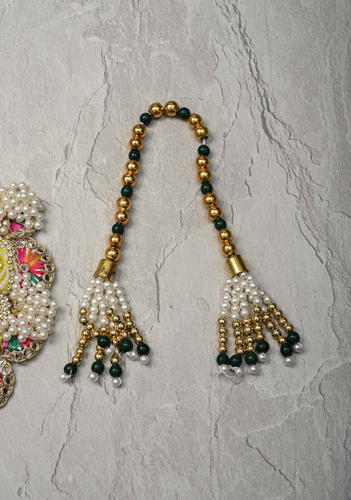 5.5" Pitambar Laddu Gopal Dress Set with Kundan-Stone and Pearl Embellishments