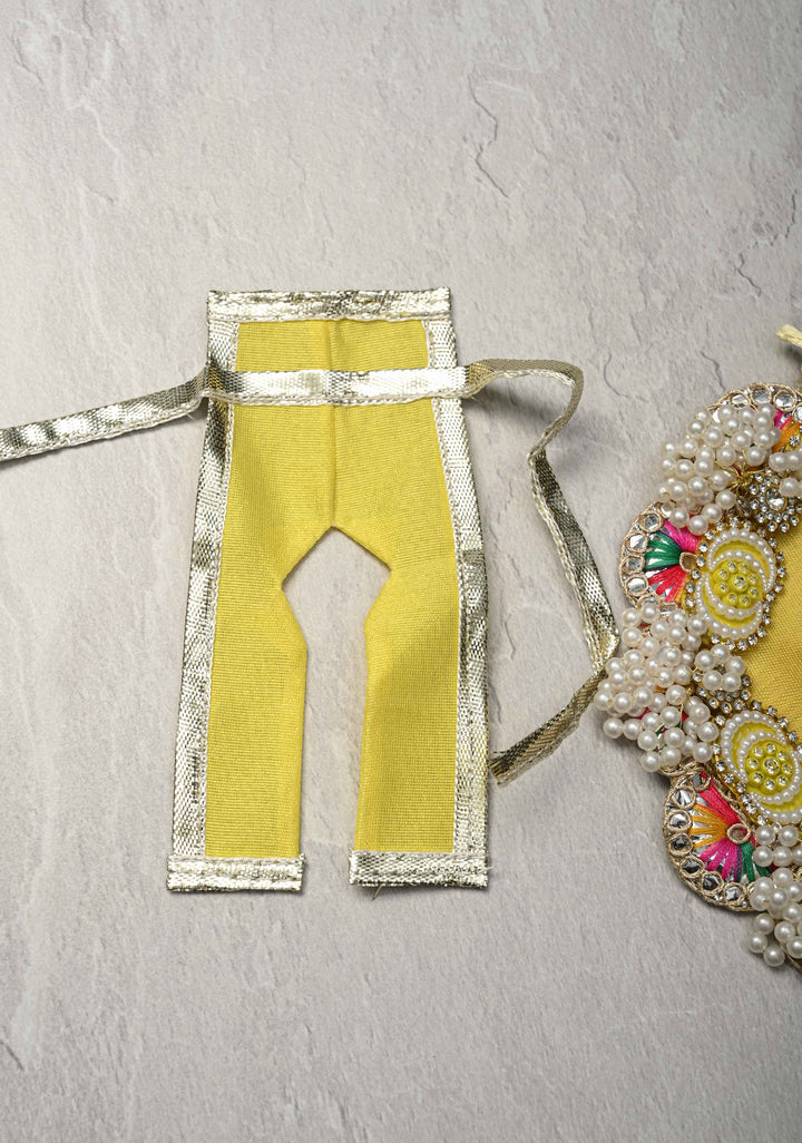 5.5" Pitambar Laddu Gopal Dress Set with Kundan-Stone and Pearl Embellishments