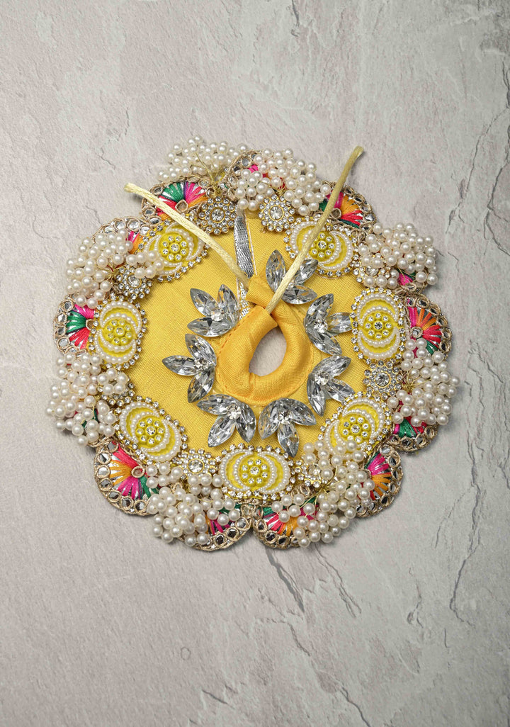 5.5" Pitambar Laddu Gopal Dress Set with Kundan-Stone and Pearl Embellishments