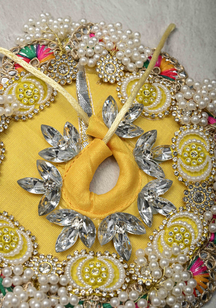 5.5" Pitambar Laddu Gopal Dress Set with Kundan-Stone and Pearl Embellishments