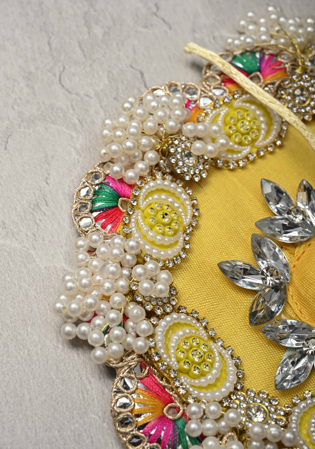 5.5" Pitambar Laddu Gopal Dress Set with Kundan-Stone and Pearl Embellishments