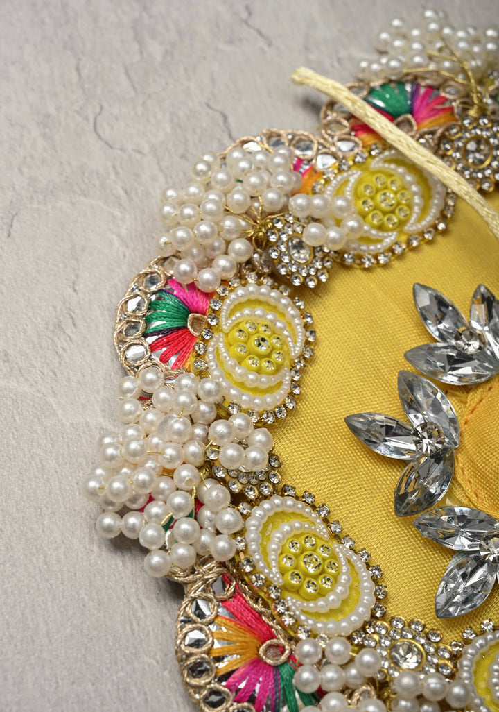 5.5" Pitambar Laddu Gopal Dress Set with Kundan-Stone and Pearl Embellishments