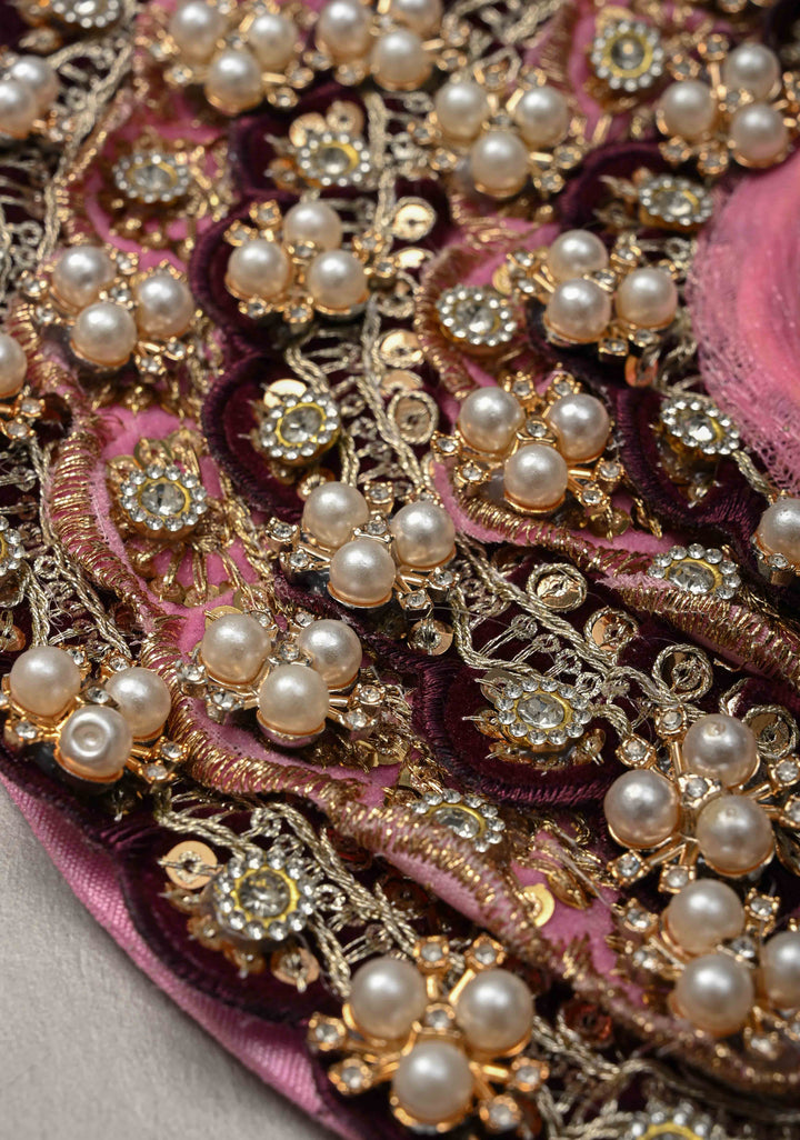 10" Plum Laddu Gopal Dress Set with Sequins-Stone and Pearl Embellishments (Crown, Garland)