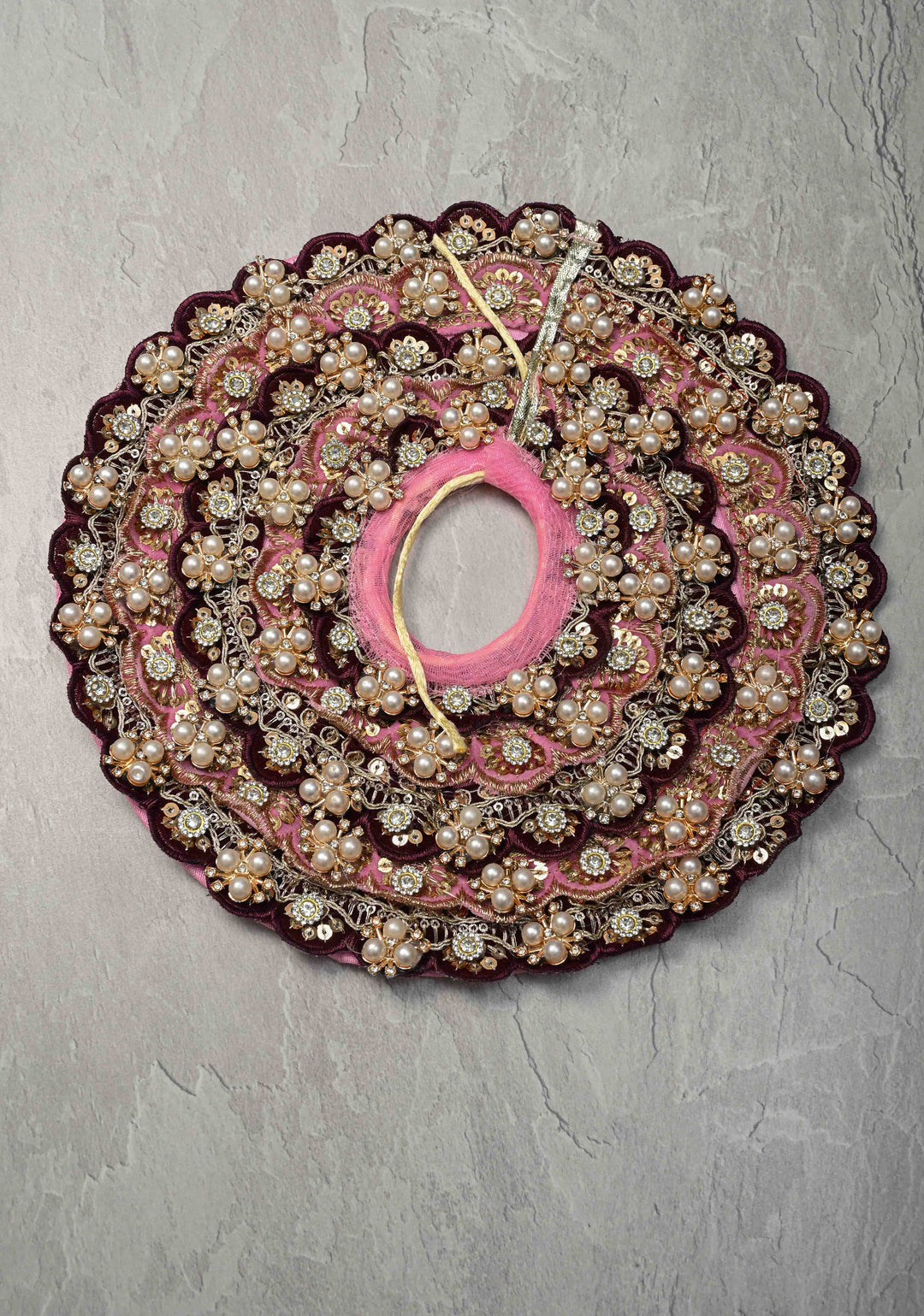 10" Plum Laddu Gopal Dress Set with Sequins-Stone and Pearl Embellishments (Crown, Garland)