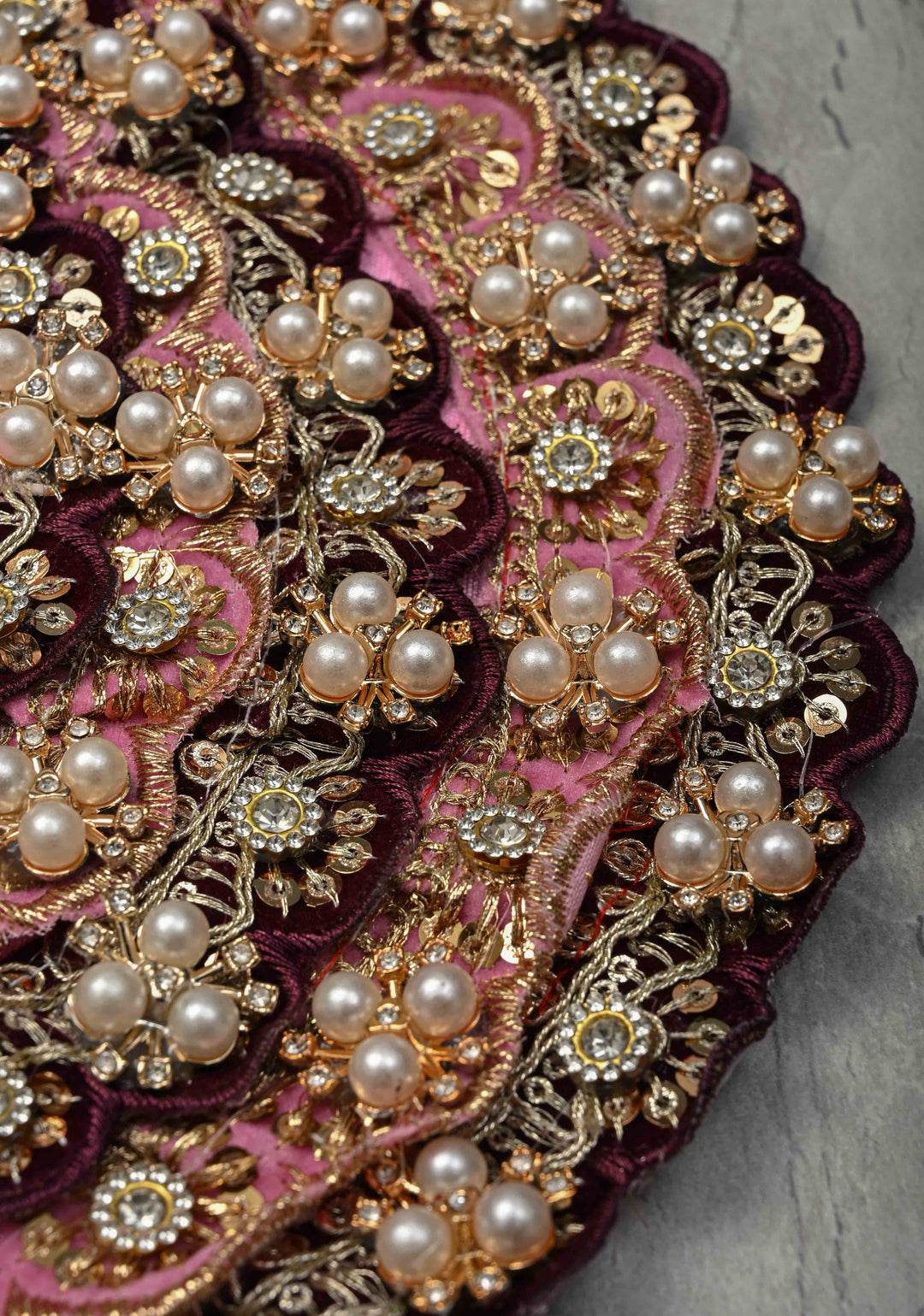 10" Plum Laddu Gopal Dress Set with Sequins-Stone and Pearl Embellishments (Crown, Garland)