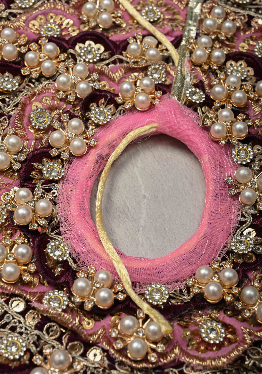 10" Plum Laddu Gopal Dress Set with Sequins-Stone and Pearl Embellishments (Crown, Garland)