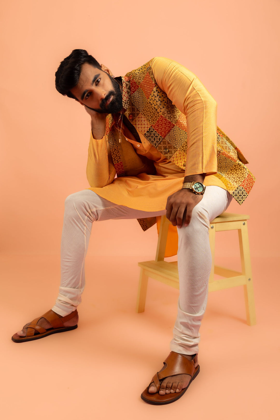 Multicolour Patchwork Nehru Jacket | SHOBITAM