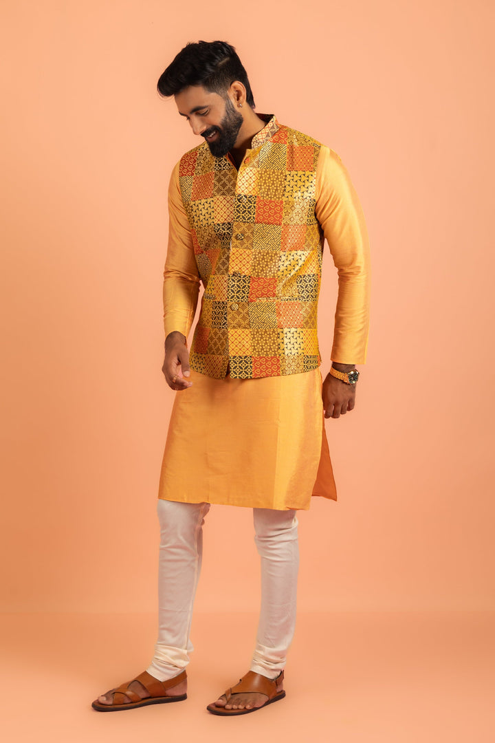 Multicolour Patchwork Nehru Jacket | SHOBITAM