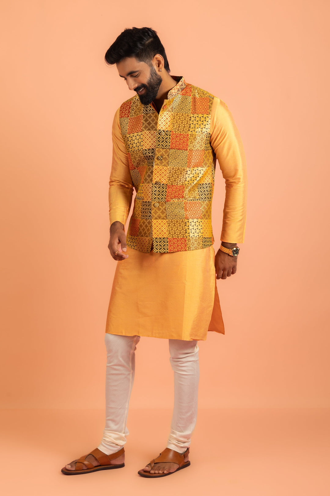 Multicolour Patchwork Nehru Jacket | SHOBITAM