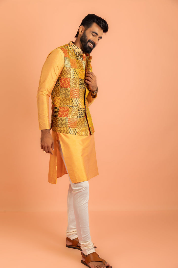 Multicolour Patchwork Nehru Jacket | SHOBITAM