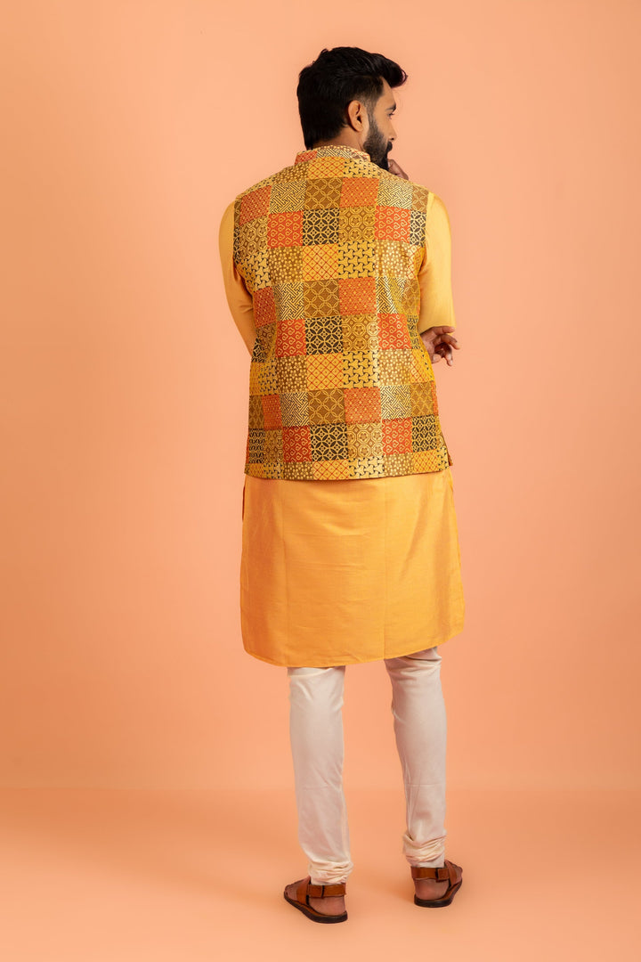 Multicolour Patchwork Nehru Jacket | SHOBITAM