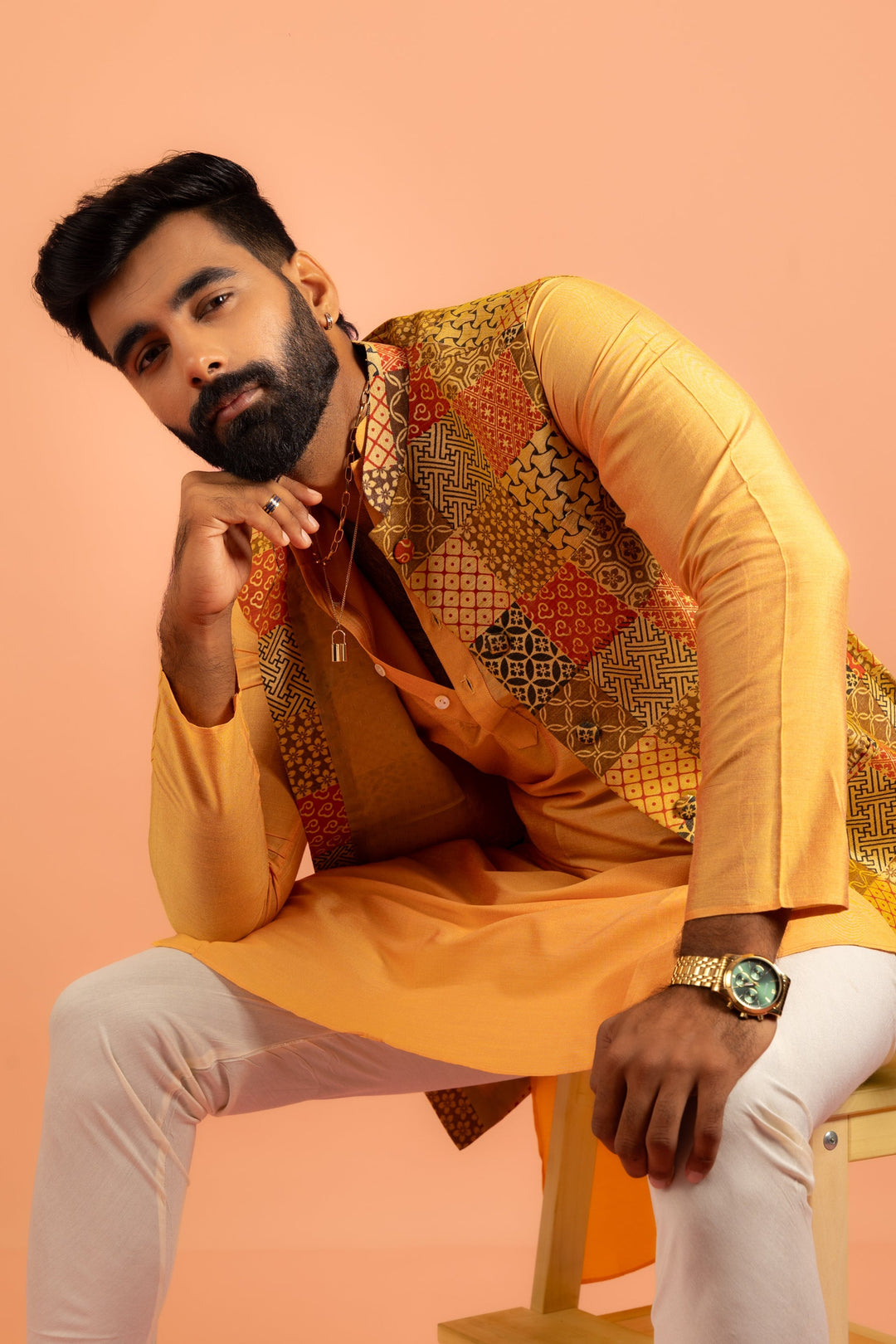 Multicolour Patchwork Nehru Jacket | SHOBITAM