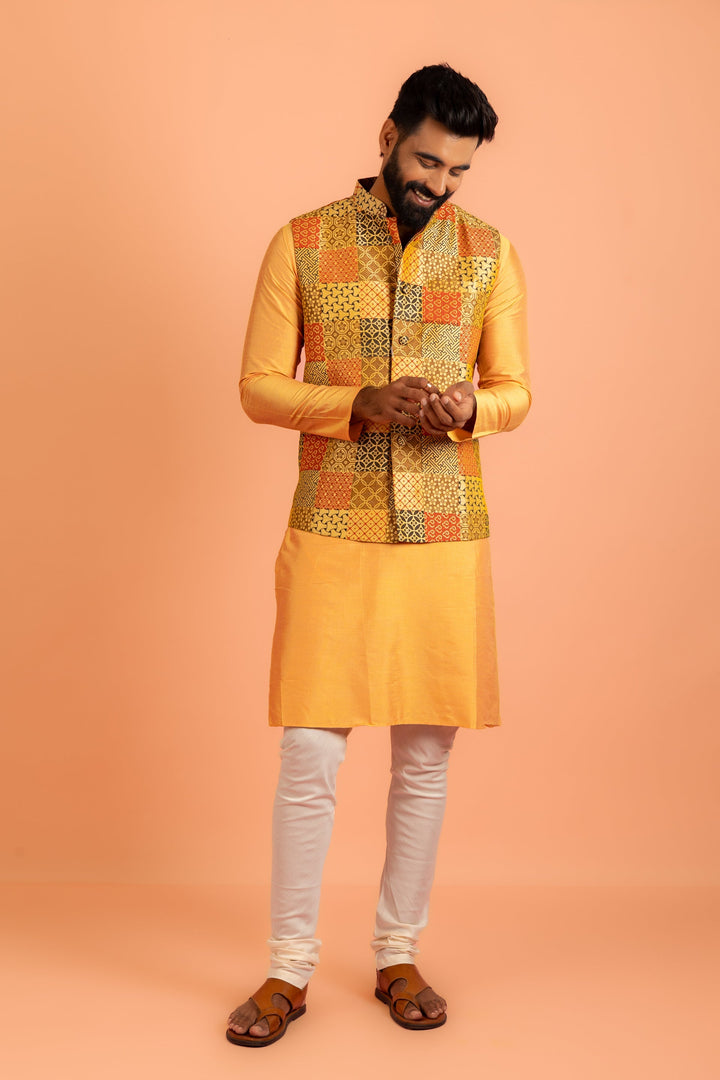 Multicolour Patchwork Nehru Jacket | SHOBITAM