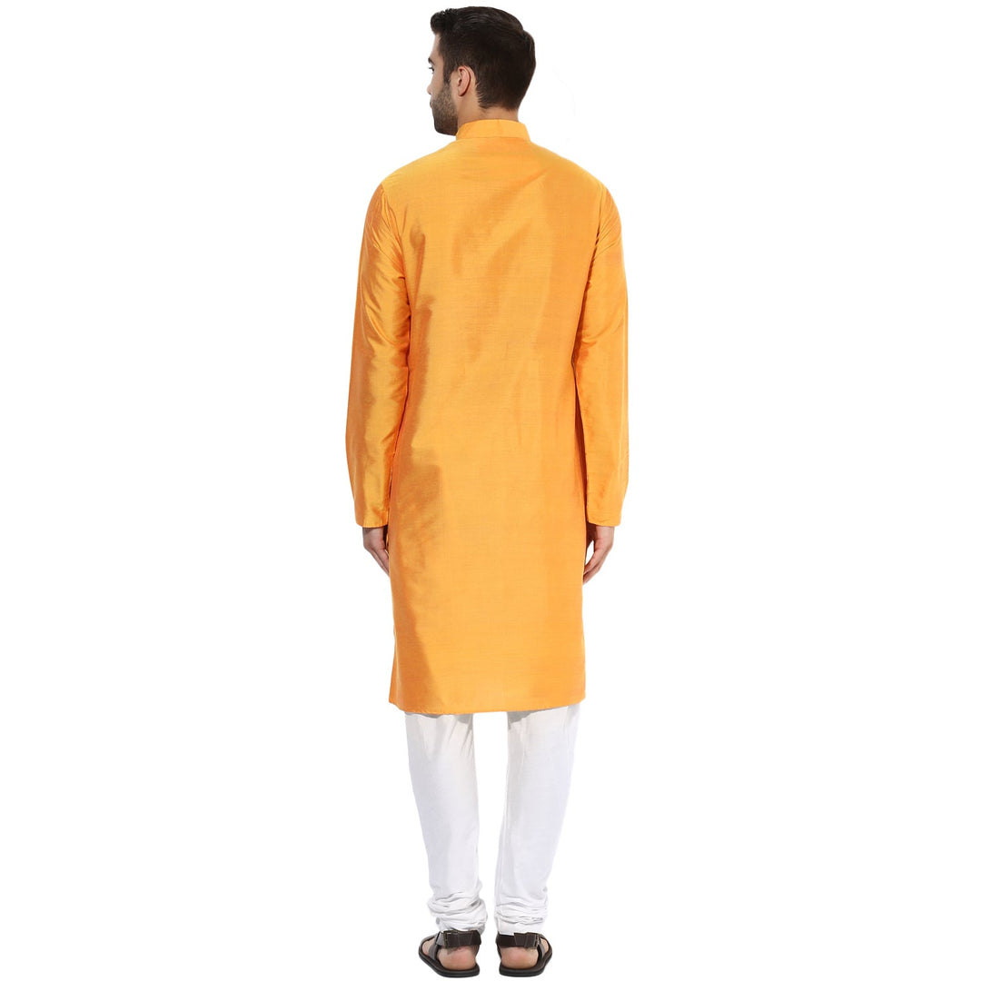 Golden Yellow Solid Kurta Churidar Set | SHOBITAM