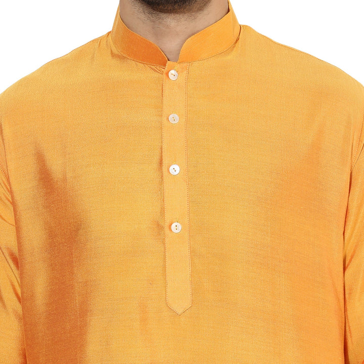 Golden Yellow Solid Kurta Churidar Set | SHOBITAM