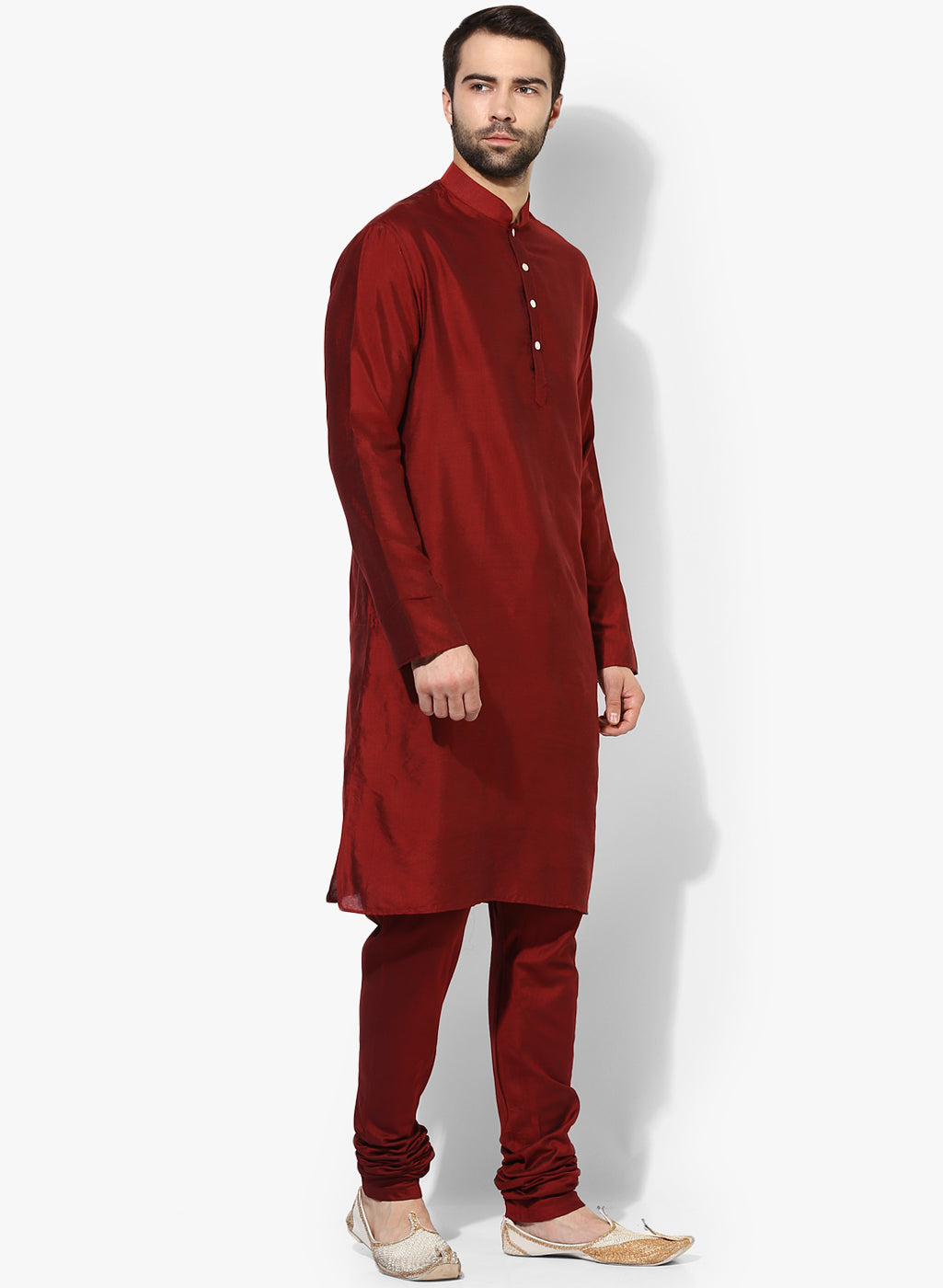 Maroon Cotton Blend Kurta Churidar Set | SHOBITAM