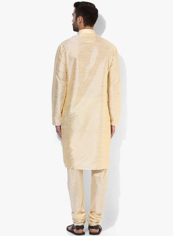 Men Cream Kurta Churidar Set | SHOBITAM