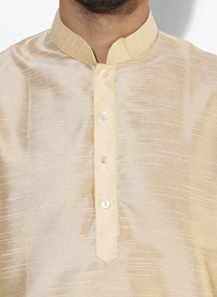 Men Cream Kurta Churidar Set | SHOBITAM