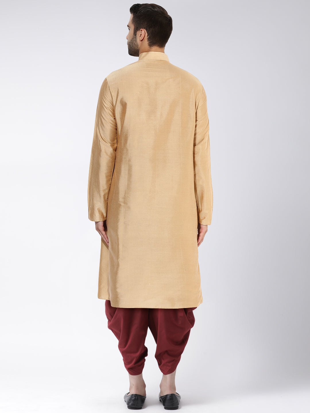 Beige Art Silk Solid Long Kurta For Men | SHOBITAM