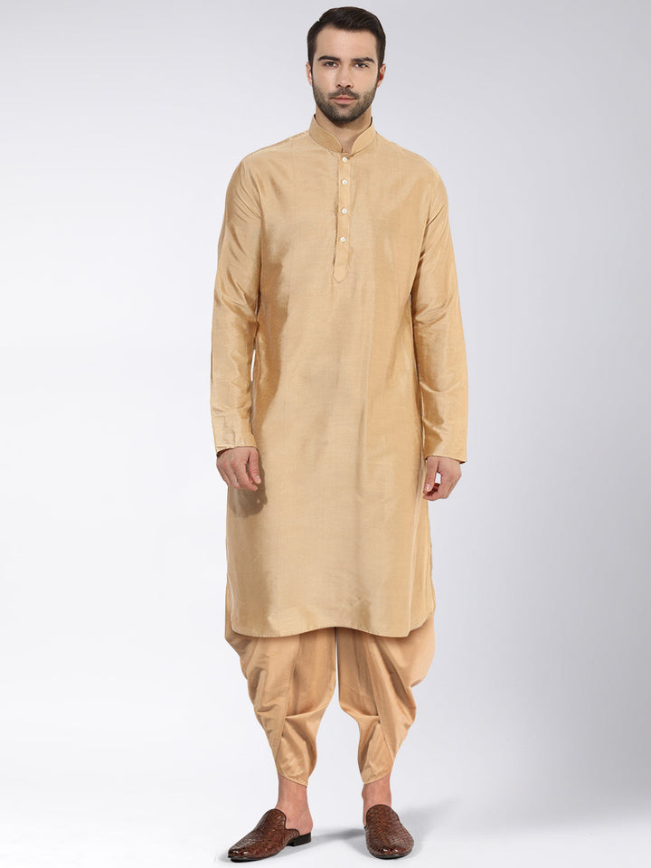 Men Beige Kurta Dhoti Set | SHOBITAM