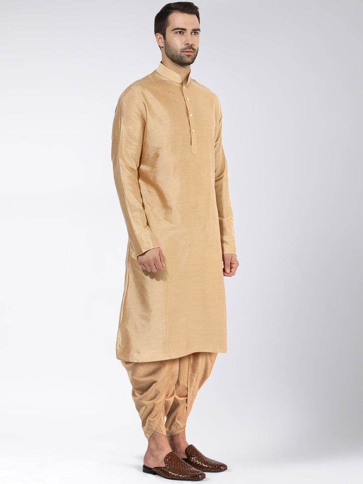 Men Beige Kurta Dhoti Set | SHOBITAM