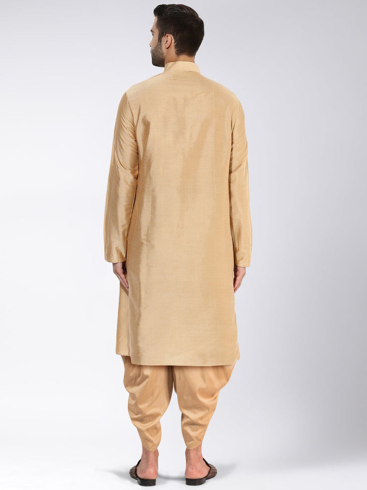 Men Beige Kurta Dhoti Set | SHOBITAM